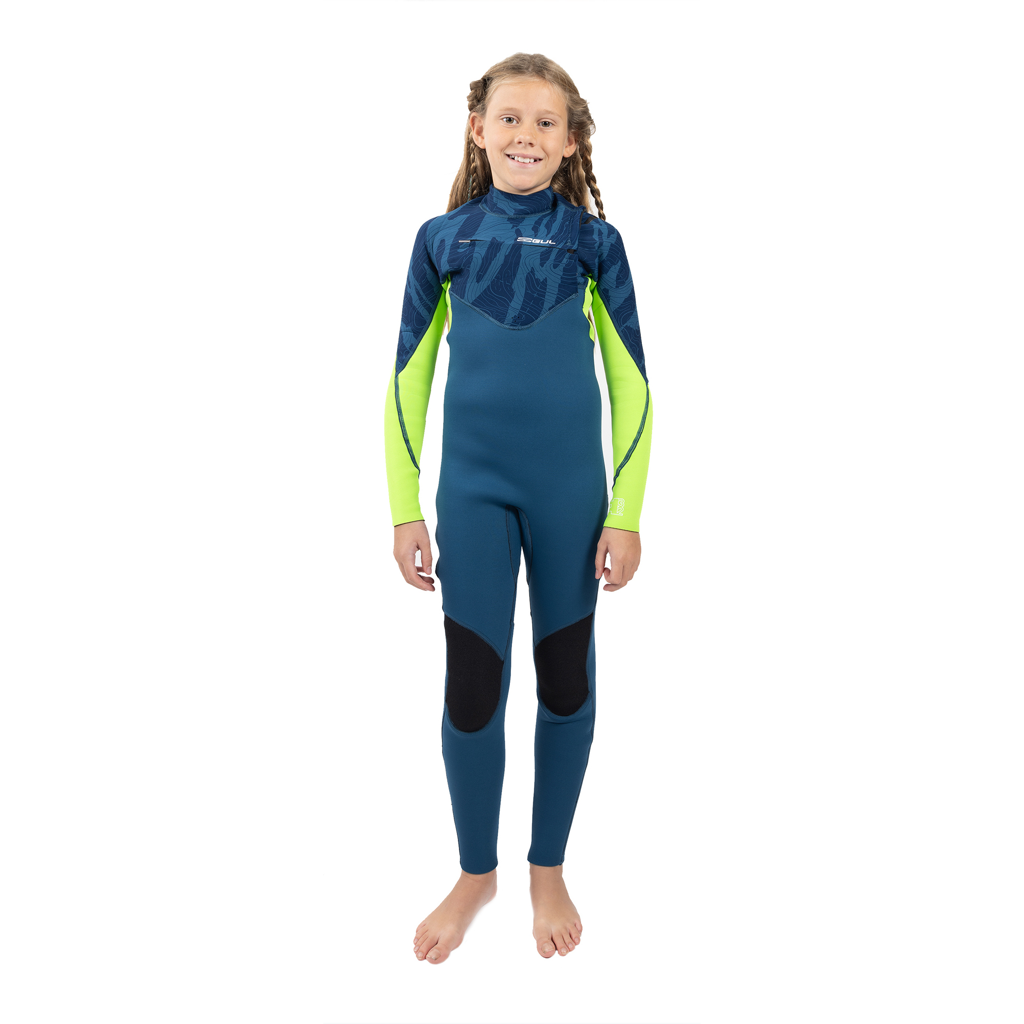 2025 Gul Junior Response Echo 3/2mm Chest Zip Wetsuit RE1329/C2 - Navy / Sulphur